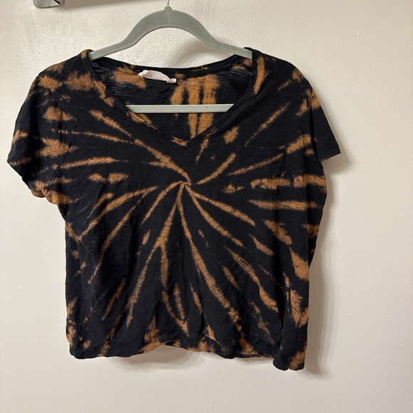 Double Zero Tops - Double Zero Black and Tan Orange Tie-Dye Tee